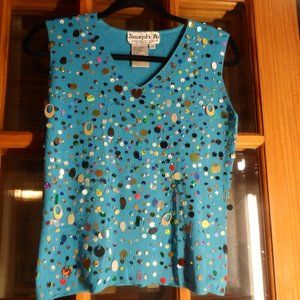 Joseph A Blue Sequin Tank Top